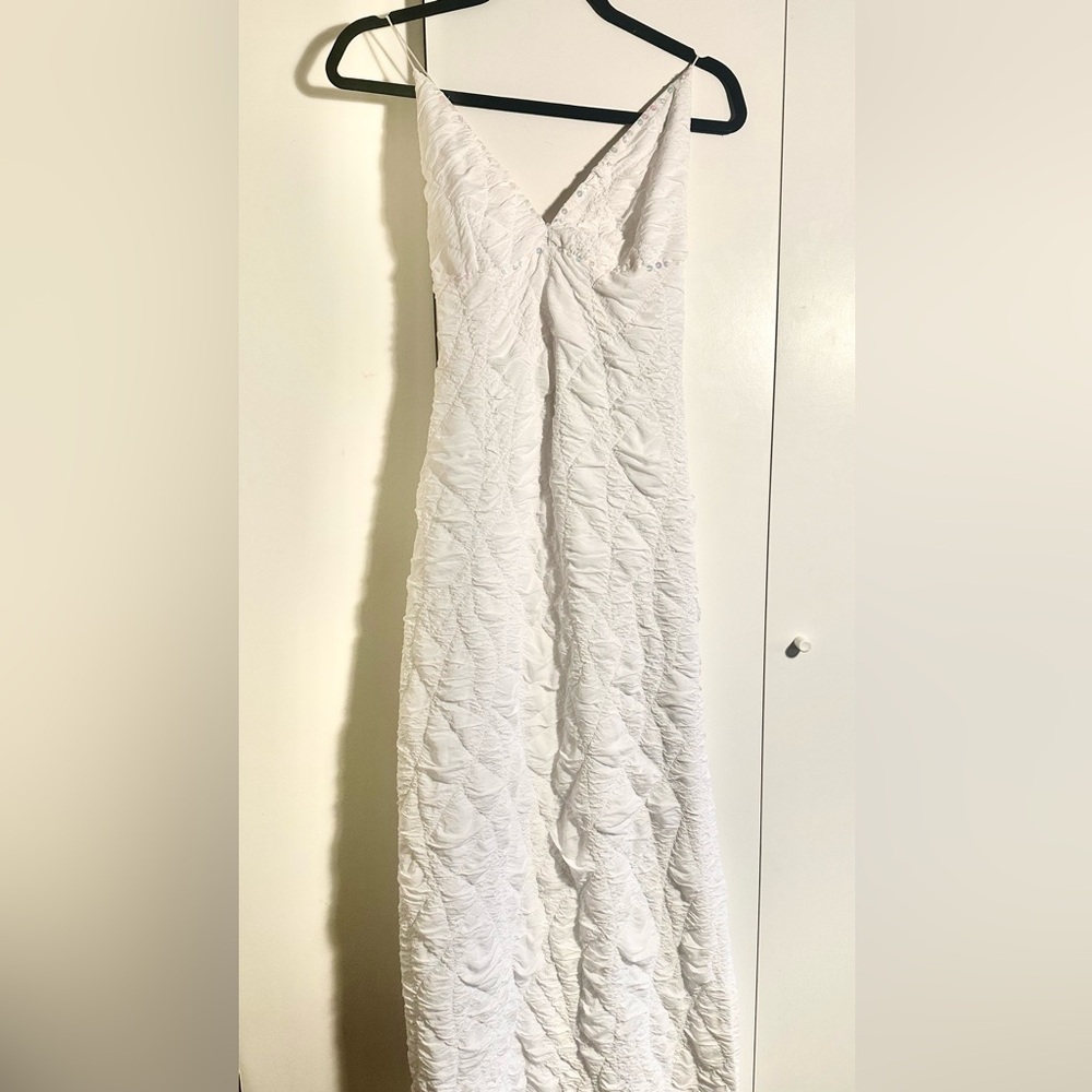 Dex White long dress with Sequin Accents